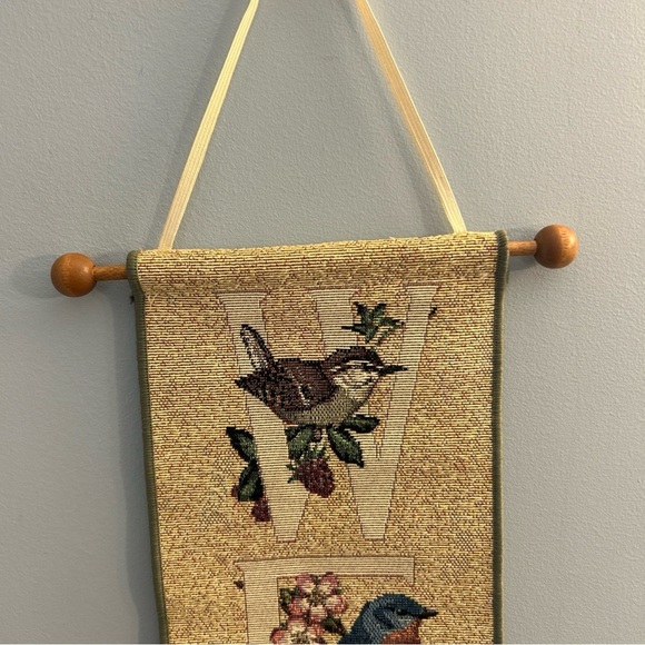 NJ Shumaker Pattan Welcome Wall Hanging Door Tapestry Banner Home Decor Birds - Picture 2 of 7